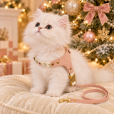 Jeweled Faux Leather Harness & Leash Set for Small Dogs and Cats
