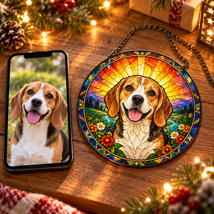 From a phone photo of a beagle to a stained glass suncatcher