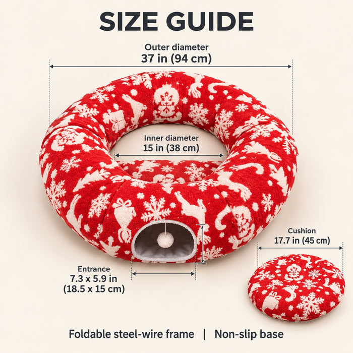 Size guide: outer diameter 37 in, inner 15 in, entrance 7.3 x 5.9 in, cushion 17.7 in