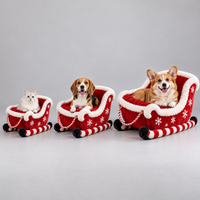 Small, medium and large sleigh beds with a cat, beagle and corgi