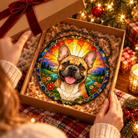 French bulldog suncatcher in a Christmas gift box
